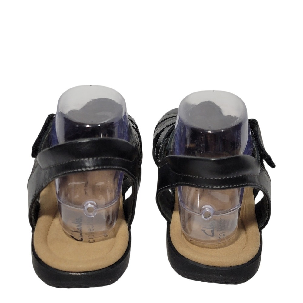 Clarks Elizabelle Sea Sandals Womens 10W Wide Black Leather Strappy Closed Toe - Picture 3 of 16
